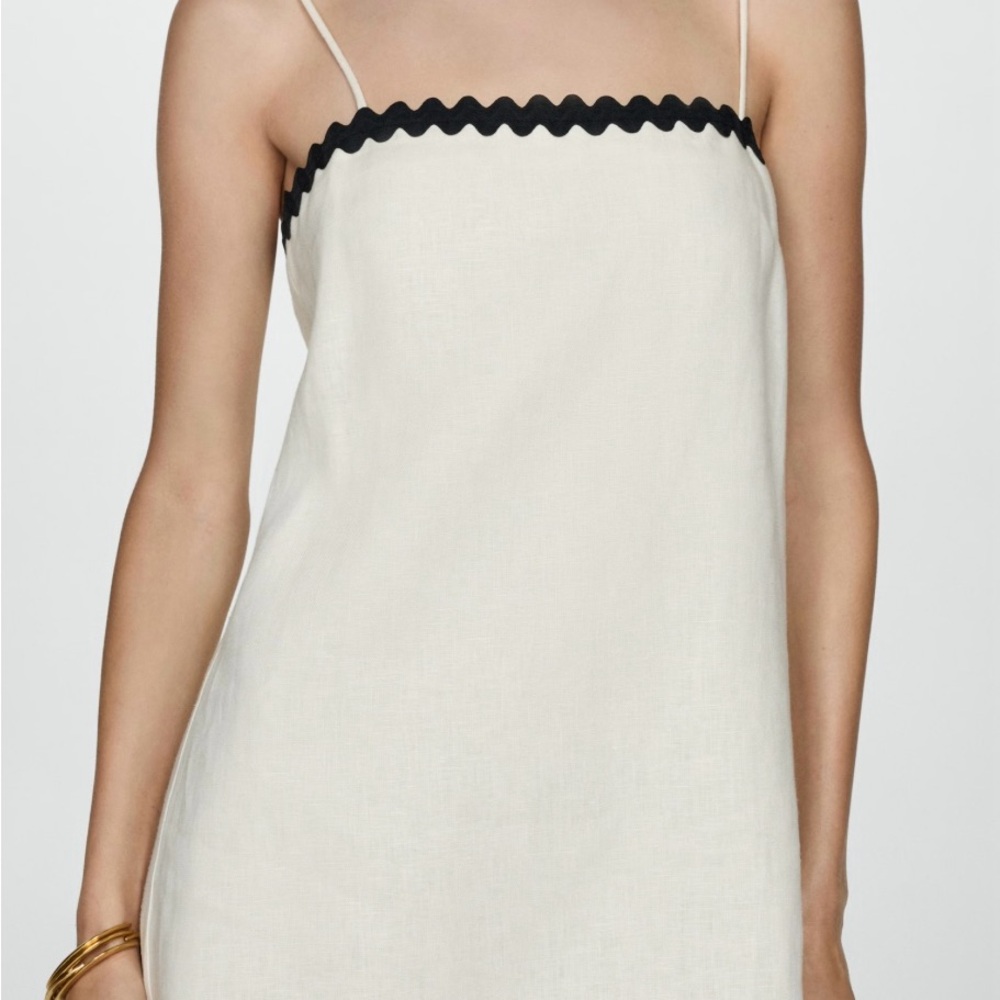 Chic White Dress with Black Trim